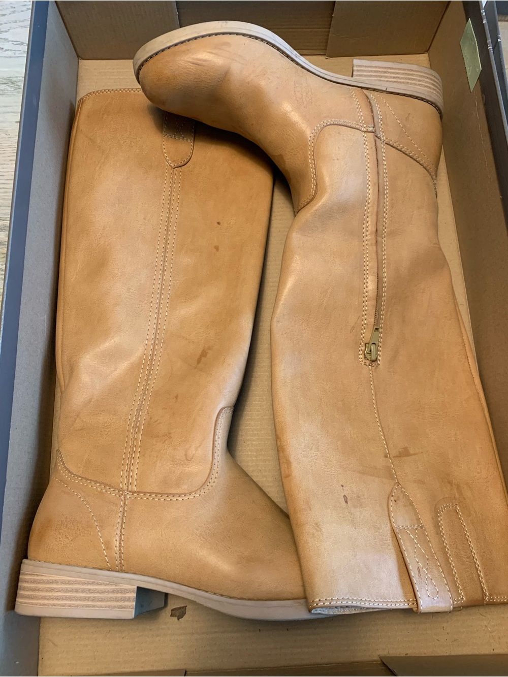 Crown Royal Classic Women's Tall Zip Leather Boots - Tan